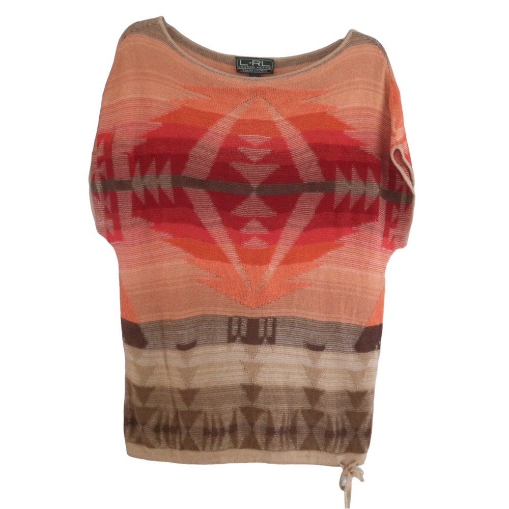 Ralph Lauren Southwest Pullover Short Sleeved Knit Top Size Medium